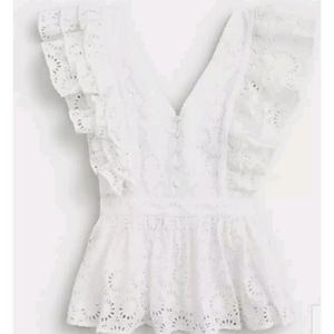 J Crew Collection White Eyelet Top size 10